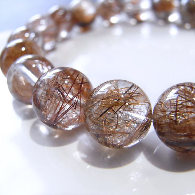 beads573]ブロンズルチルクォーツ10mm ブレスレット 19粒 | iichi 日々