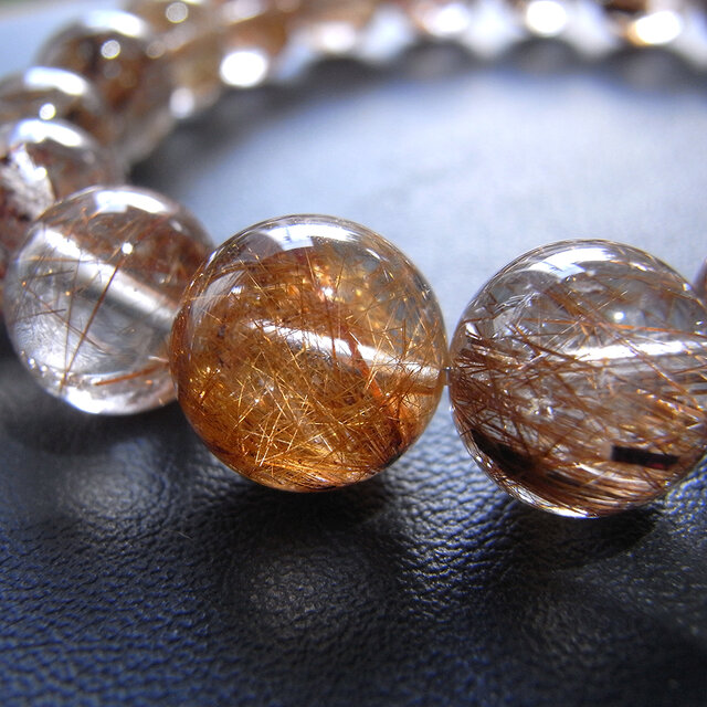 beads573]ブロンズルチルクォーツ10mm ブレスレット 19粒 | iichi 日々