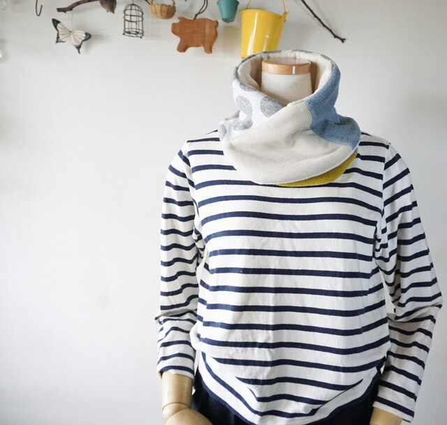 切り替えスヌード風ネックウォーマー（ドット柄） | iichi 日々の  