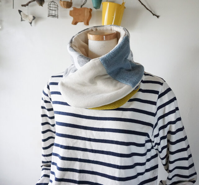 切り替えスヌード風ネックウォーマー（ドット柄） | iichi 日々の  