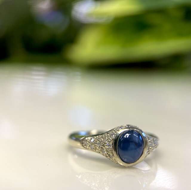 K14WGスターサファイア・メレダイヤ入りリング(送料無料) | iichi 日々