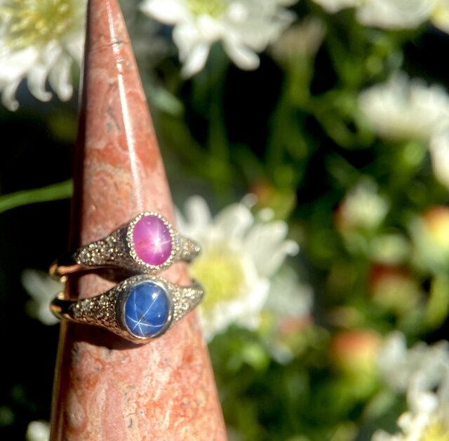 K14WGスターサファイア・メレダイヤ入りリング(送料無料) | iichi 日々