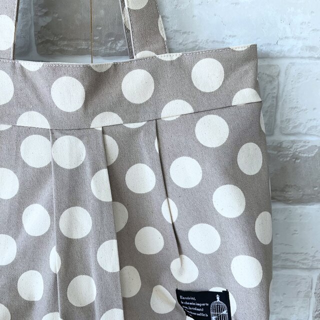 ファスナー付きMサイズ】ドット柄 しっかり丈夫帆布グラニー