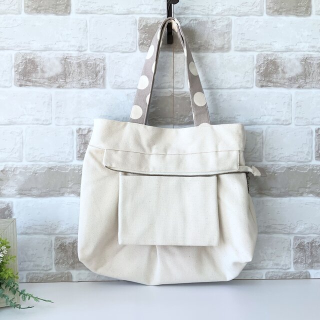 【新品同様】伊と忠　利休バッグ　グレージュ 利休バッグ 『forest dot グレー』 - アトリエシムラ