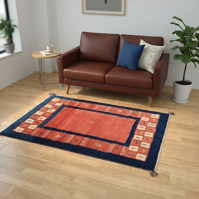 ペルシャ ギャッベ ソファー前 ハーフラグ 厚みがある 153×100cm ペルシャ ギャッベ ソファー前 ハーフラグ 厚みがある 153×100cm