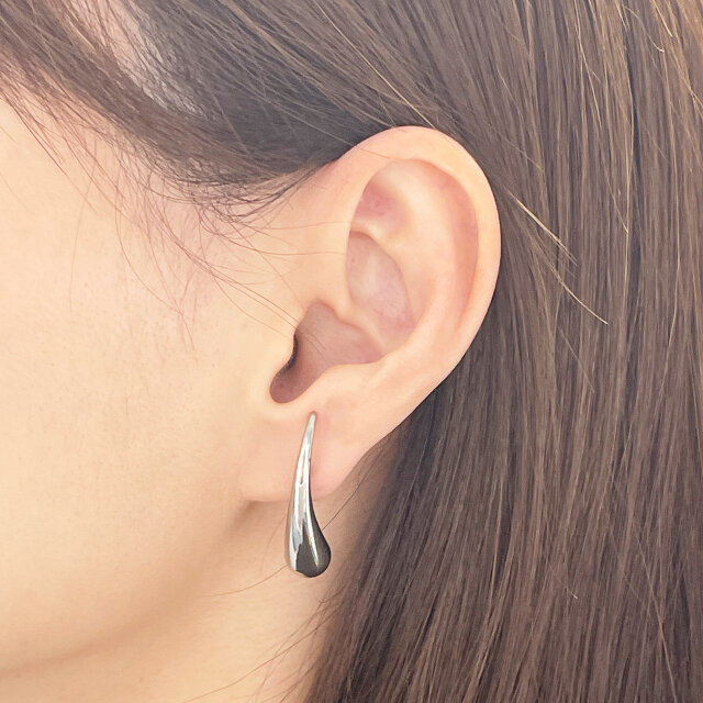 しずく形 Drop シンプル シルバー 316L サージカルステンレス ステンレスピアス シルバーピアス【ste63-OR】