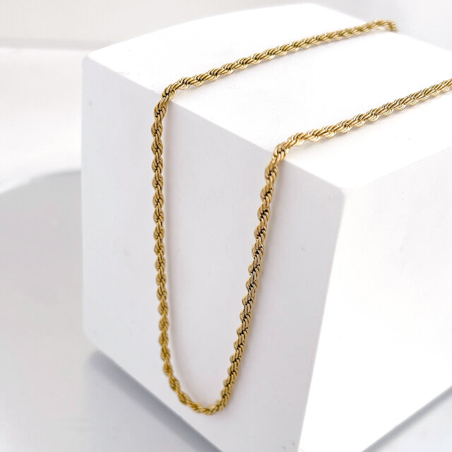 太さ約2mm ロープチェーン サージカルステンレス 金属アレルギー対応 ステンレスネックレス【stn12-GD】