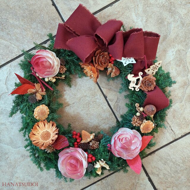 2024 ヒムロ杉のフレッシュ クリスマス リース