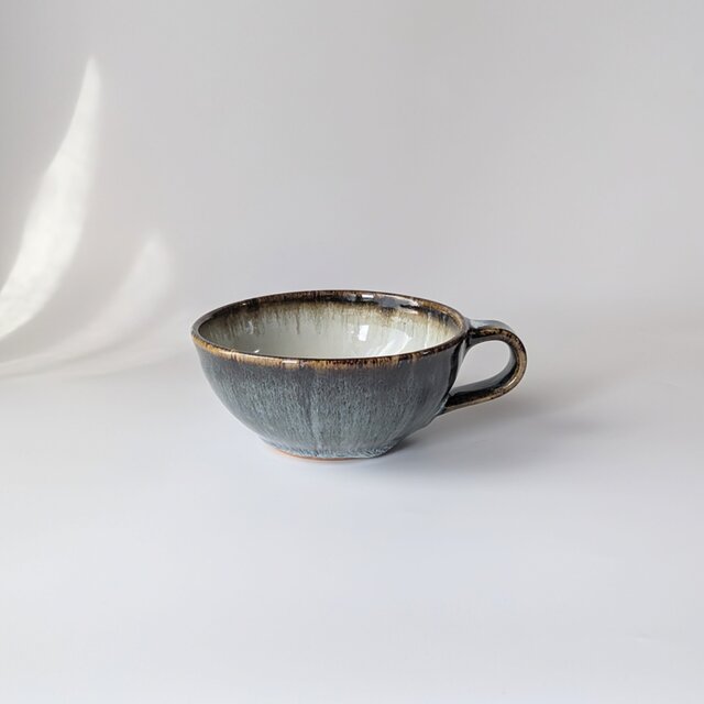 きれいなブルーのスープカップ　【手仕事　民藝　和　陶器】