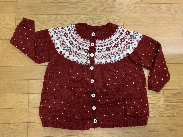 アトリエまりこ　カーディガン　赤系 アトリエまりこ カーディガン 赤系