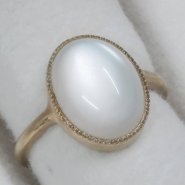 6.20ctムーンストーンとSV925の指輪（リングサイズ：14号、天然石、6月の誕生石、艶消し、ふくりん、ミル打ち）