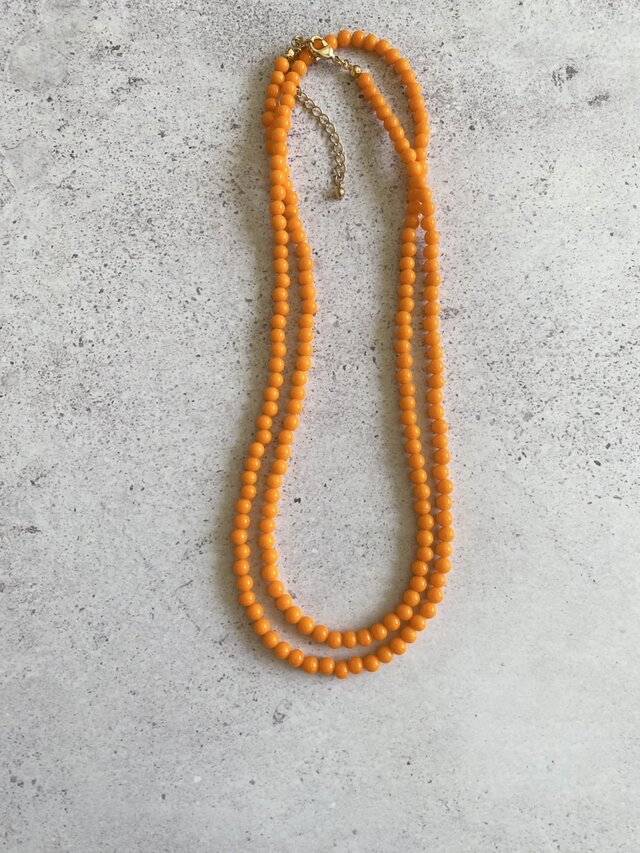 ジャパンヴィンテージオレンジビーズロングネックレス 4mm 74～79.5