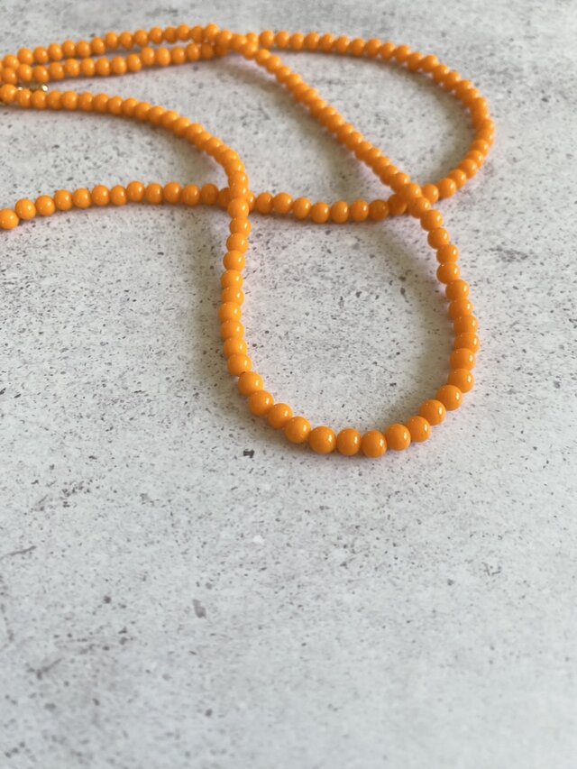 ジャパンヴィンテージオレンジビーズロングネックレス 4mm 74～79.5
