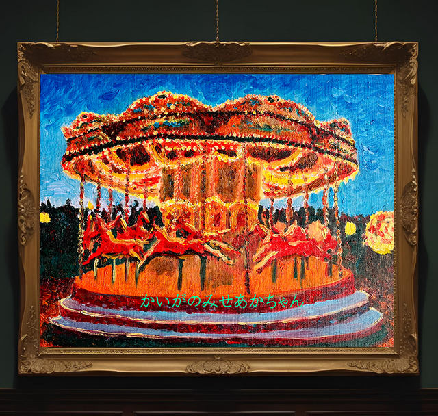 32×41㎝「夜のメリーゴーランド」油彩画・原画・F6 32×41㎝「夜のメリーゴーランド2」原画・油彩画・F6 | かいがの