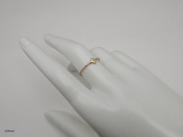 美品ダイヤモンドリング 8号14k WG マーキスカット ダイヤモンド リング 〔K10/シンプル/華奢