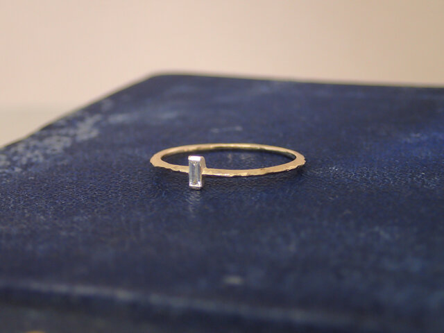 agate K10 バゲットカットダイヤモンド リング　#9 K10 バゲットカット 天然ダイヤモンド リング 0.08ct 指輪
