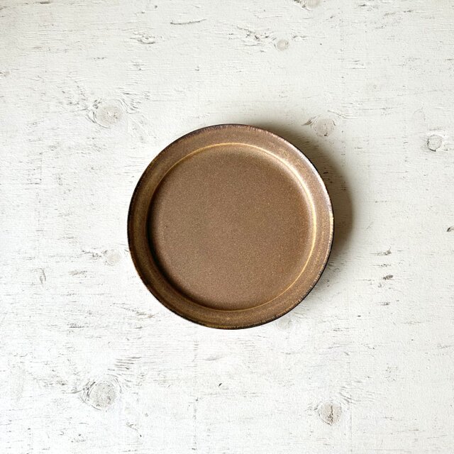 鉄渋釉　６寸リムプレート
