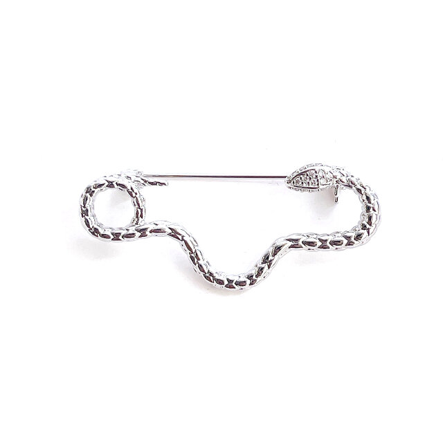 Snake 蛇  ヘビモチーフ シルバー ブローチ【ebro14-OR】