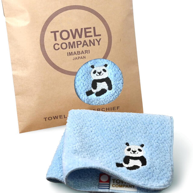 タオル　今治タオル　 アニマルパレード　パンダ　ブルー　綿100％　 22cm×22cm