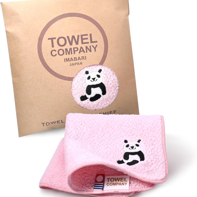 タオル　今治タオル　 アニマルパレード　パンダ　ピンク　綿100％　 22cm×22cm