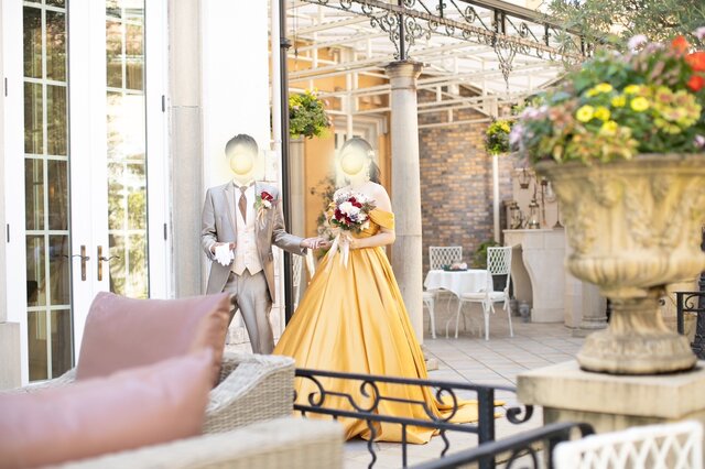 髪飾りセット】イエローオフショルダーサテンロングドレス 楽天市場