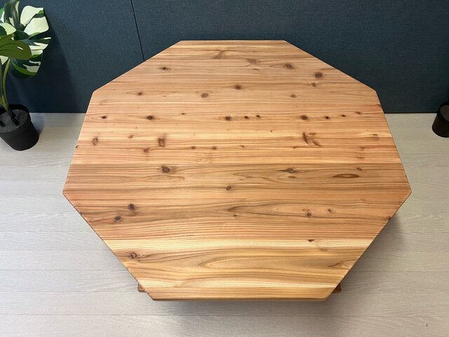 送料無料】 ローテーブル 八角形 90cm 杉 ナチュラル 棚付き | iichi