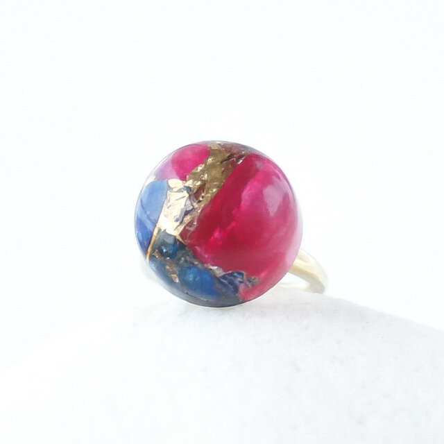 フーシャピンク × 青 トルマリン イヤーカフ 一点もの シルバー ゴールド 重ね付け 10月誕生石 天然石 ギフト