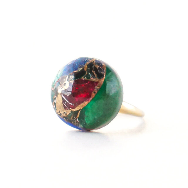 アートなイヤーカフ トルマリン 一点もの 赤 緑 青 シルバー ゴールド