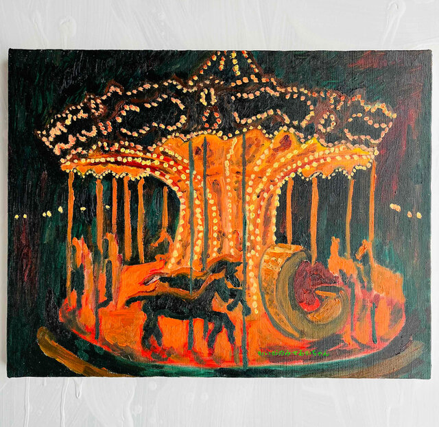 32×41㎝「夜のメリーゴーランド５」原画・油彩画・F6 32×41㎝「夜のメリーゴーランド5」原画・油彩画・F6 | iichi