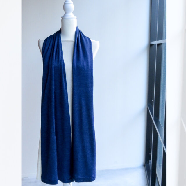 天然藍染：アルパカ スヌード・L　濃藍