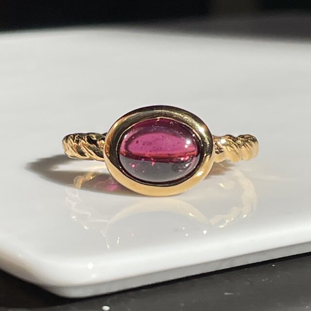 ロードライト　ガーネット　ぽってり石座　2.5ct　OVカボション　シルバーSV925リング