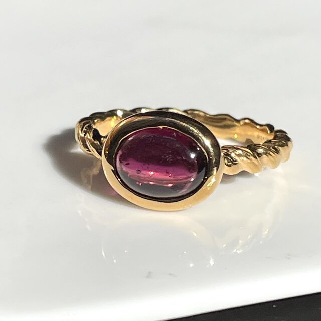 ロードライト ガーネット ぽってり石座 2.5ct OVカボション シルバー