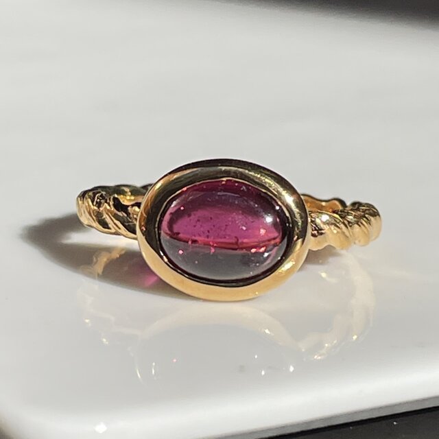 ロードライト ガーネット ぽってり石座 2.5ct OVカボション シルバー