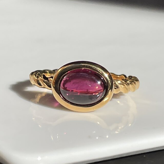 ロードライト ガーネット ぽってり石座 2.5ct OVカボション シルバー