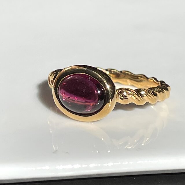 ロードライト ガーネット ぽってり石座 2.5ct OVカボション シルバー