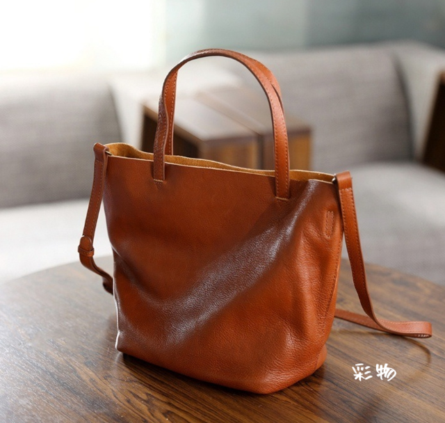 受注製作】厳選牛革レザーバッグ 肩掛けショルダー トートバッグ 収納