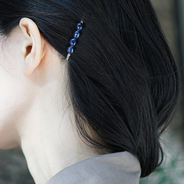 天然サファイアの連なるジュエルヘアピン ～深藍 | iichi 日々の暮らし