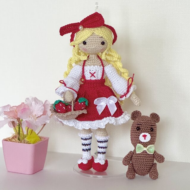 あみぐるみ・いちご狩り♡女の子とクマちゃん 着せ替え お人形さん