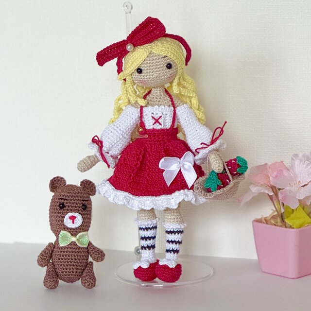 あみぐるみ・いちご狩り♡女の子とクマちゃん 着せ替え お人形さん