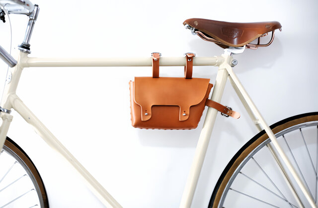 ハンドメイドレザー自転車フレームツールバッグ