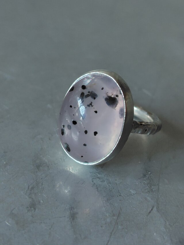 ダイオプサイトインローズクォーツシルバーリング#12.5