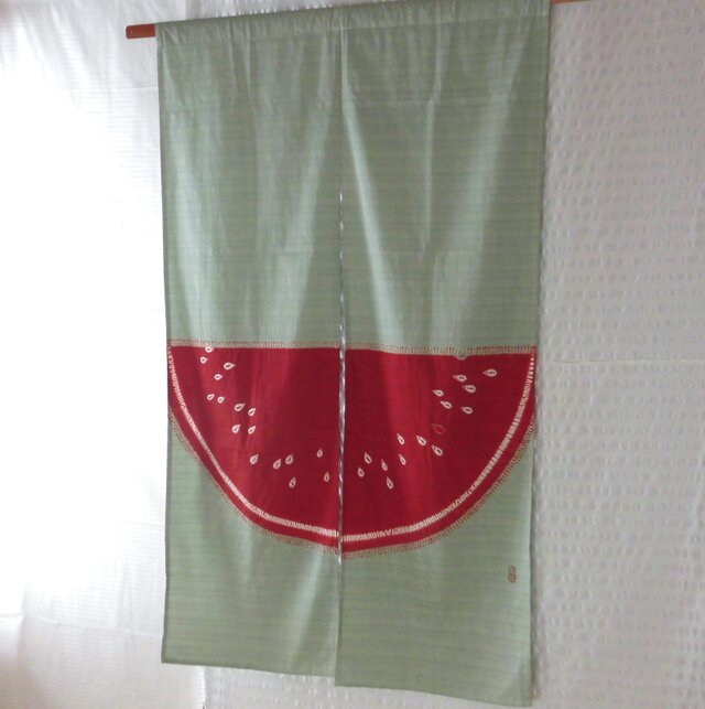 ＊絞り染めタペストリーのれん＊【西瓜】