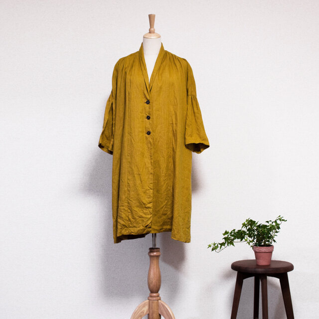 リネン羽織ものワンピース 狐色（きつねいろ） | iichi 日々の暮らしを