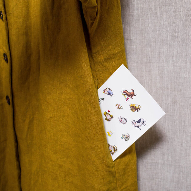 リネン羽織ものワンピース 狐色（きつねいろ） | iichi 日々の暮らしを