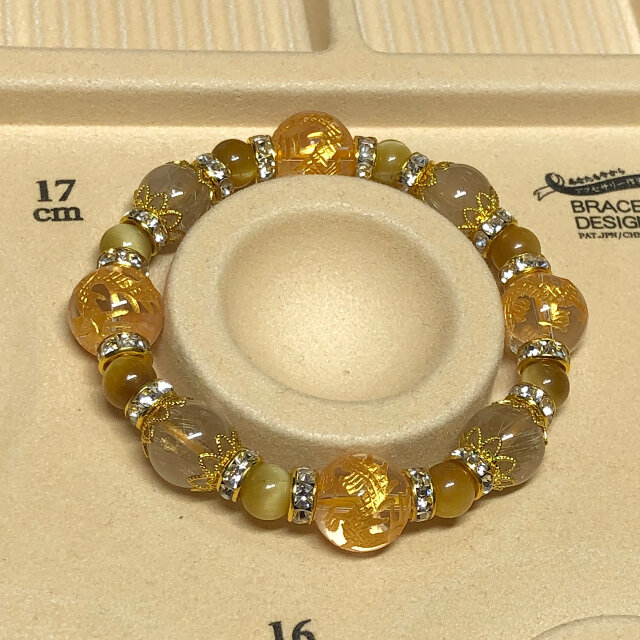 金色 龍彫り水晶 ルチルクォーツ 天然石ブレスレット | iichi