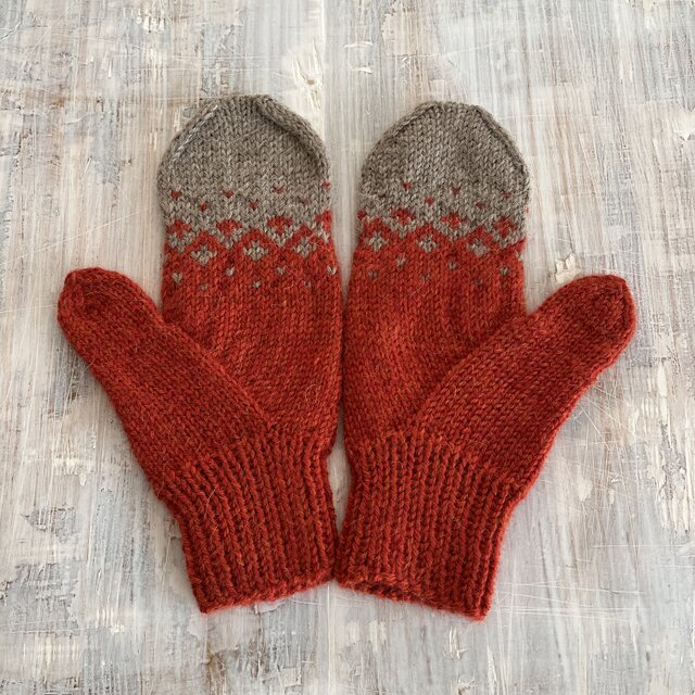 肌に寄り添うアルパカミトン＜オレンジ×ベージュ＞ | iichi 日々の