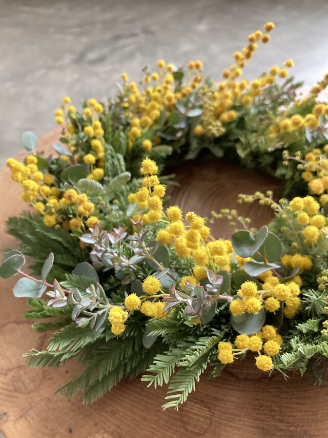 ♦受注制作♦早春.ミモザミランドールとユーカリのリース♩