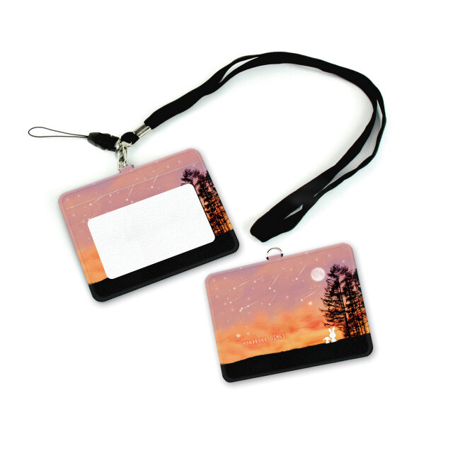 IDケース/IDカードホルダー/パスケース【ほのぼのうさぎ（Evening Moon）】（名入れ可）