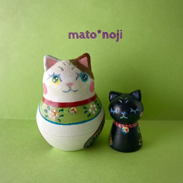 おめでたいマトリョーシカ　招き猫　新　黒招きinぽってり三毛招き