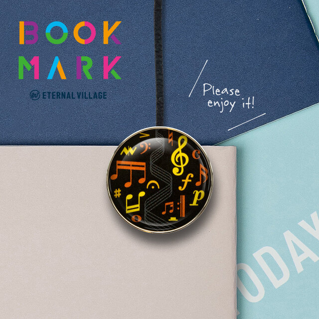 「音楽の響きを感じる栞：音符柄のクリップ型ブックマーク」No.254